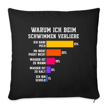 Pourquoi je perds à la natation Natation - Housse de coussin décorative 45 x 45 cm - noir - Devant