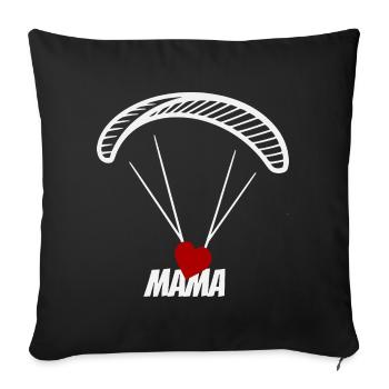 Maman parapentiste avec du cœur - Housse de coussin décorative 45 x 45 cm - noir - Devant