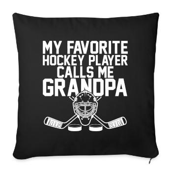 Mon père de hockey, mon joueur préféré, m’appelle Coach - Housse de coussin décorative 45 x 45 cm - noir - Devant