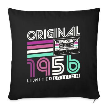 70e anniversaire 1956 Vintage Born Retro - Housse de coussin décorative 45 x 45 cm - noir - Devant