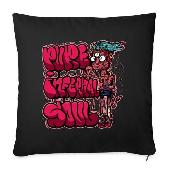 Monstre de graffiti rose néon - Housse de coussin décorative 45 x 45 cm - noir - Devant