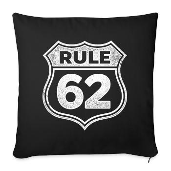 Règle 62 Humour de récupération AA NA Clean Time - Housse de coussin décorative 45 x 45 cm - noir - Devant