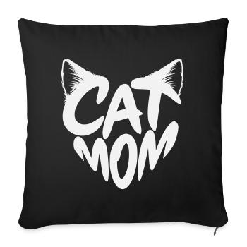 Maman de chat Maman de chat avec un design d’oreilles de chat - Housse de coussin décorative 45 x 45 cm - noir - Devant
