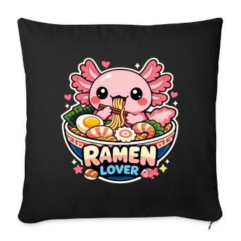 Axolotl Kawaii Ramen Essen Niedlich Geschenk - Sofakissenbezug 45 x 45 cm - Schwarz - Vorne