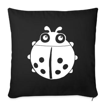 Coccinelle blanche - Housse de coussin décorative 45 x 45 cm - noir - Devant