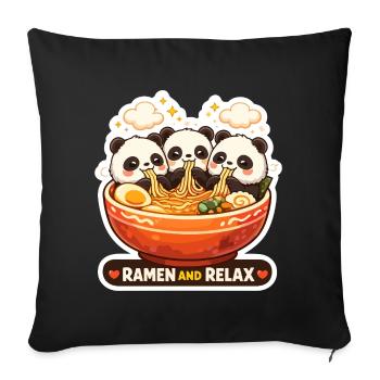 Panda Ramen & Relax Trio - Housse de coussin décorative 45 x 45 cm - noir - Devant