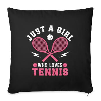 Juste une fille qui aime le tennis - Housse de coussin décorative 45 x 45 cm - noir - Devant