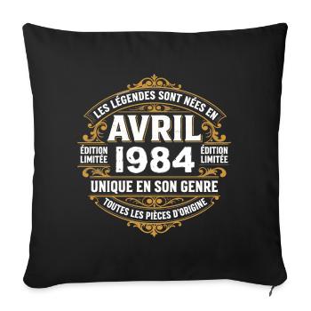 Millésime avril 1984 shirt Anniversaire Avril 1984 - Housse de coussin décorative 45 x 45 cm - noir - Devant