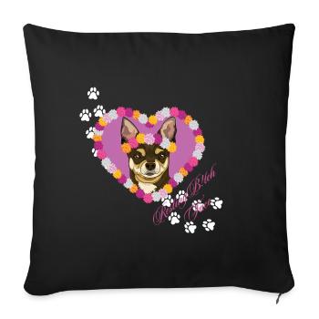 Chihuahua Face de Sale Garçon Reposant - Housse de coussin décorative 45 x 45 cm - noir - Devant