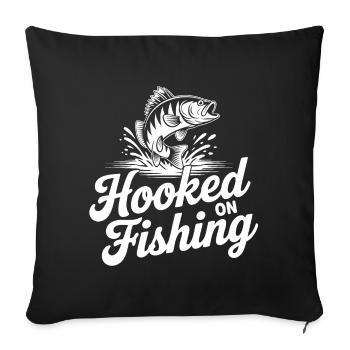 Poissons accrochés à la pêche - Housse de coussin décorative 45 x 45 cm - noir - Devant