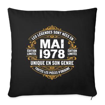 May 1978  - Housse de coussin décorative 45 x 45 cm - noir - Devant