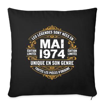 May 1974  - Housse de coussin décorative 45 x 45 cm - noir - Devant