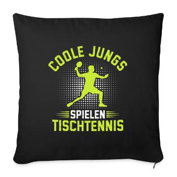 Coole Jungs Spielen Tischtennis  - Sofakissenbezug 45 x 45 cm - Schwarz - Vorne