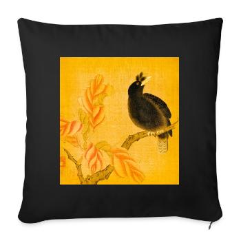 Black Songbird on Yellow Blossoms - Sofa pillowcase 17,3'' x 17,3'' (45 x 45 cm) - black - Front