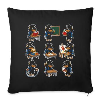 100 Days School Dachshund School Activities Doxie - Sofa pillowcase 17,3'' x 17,3'' (45 x 45 cm) - black - Front