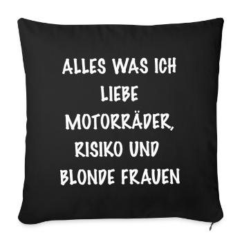 Motorradrisiko Humor Typo Biker Spruch - Sofakissenbezug 45 x 45 cm - Schwarz - Vorne