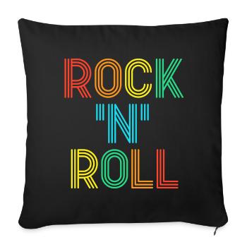 Rock'N'Roll Multicolored Retro Neon Text - Sofa pillowcase 17,3'' x 17,3'' (45 x 45 cm) - black - Front