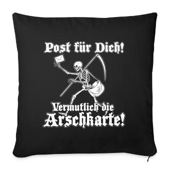 Fürchte den Tod nicht - Skelett mit Sense - Sofakissenbezug 45 x 45 cm - Schwarz - Vorne
