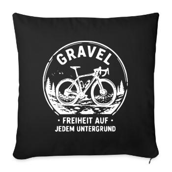 Gravel Fahrrad Freiheit Untergrund - Sofakissenbezug 45 x 45 cm - Schwarz - Vorne