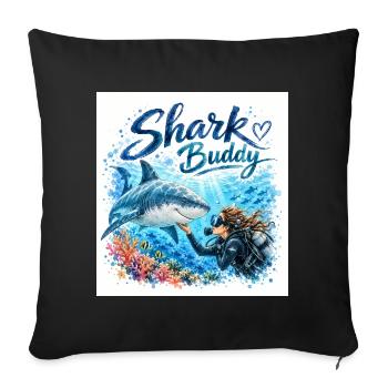 Compagnon Requin Ami Sous-marin - Housse de coussin décorative 45 x 45 cm - noir - Devant