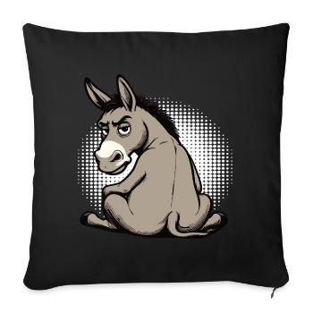 Esel Eselchen Eselhalter Muli Langohresel Muli - Sofakissenbezug 45 x 45 cm - Schwarz - Vorne