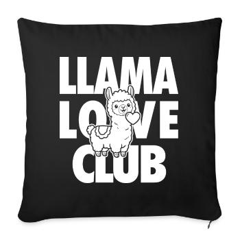 Llama Love Club – Lama au cœur - Housse de coussin décorative 45 x 45 cm - noir - Devant