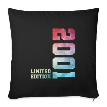 25. Geburtstag Limited Edition 2001 Jahrgang 2001 - Sofakissenbezug 45 x 45 cm - Schwarz - Vorne