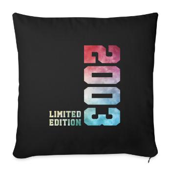 23. Geburtstag Limited Edition 2003 Jahrgang 2003 - Sofakissenbezug 45 x 45 cm - Schwarz - Vorne