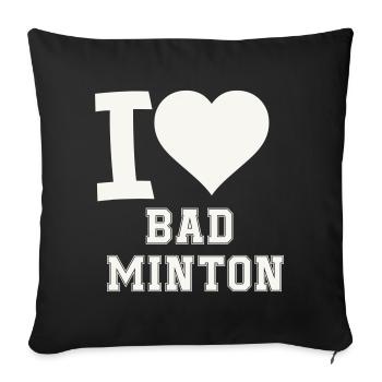 Ich liebe Badminton Herz - Sofakissenbezug 45 x 45 cm - Schwarz - Vorne