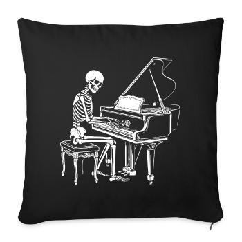 Skelett, das Klavier spielt - Sofakissenbezug 45 x 45 cm - Schwarz - Vorne