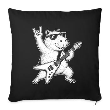 Capybara Rocker Capybara Metal Funny - Sofa pillowcase 17,3'' x 17,3'' (45 x 45 cm) - black - Front