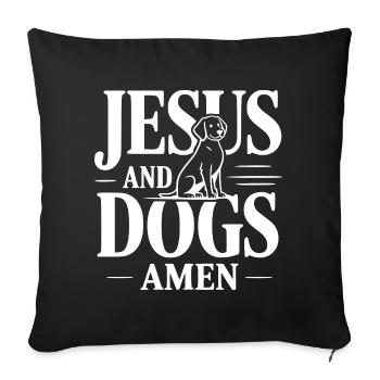 Jésus et les chiens amen - Housse de coussin décorative 45 x 45 cm - noir - Devant