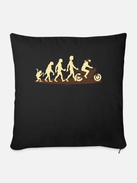 Evolution vom Affen zum Biker Motorradfahrer - - Sofakissenbezug 45 x 45 cm - Schwarz