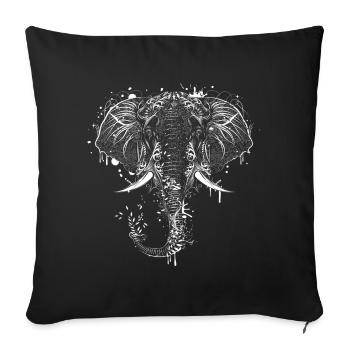 Elephant head ornamental decorated - Sofa pillowcase 17,3'' x 17,3'' (45 x 45 cm) - black - Front