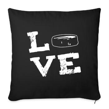 LOVE - hockey ice hockey - Sofa pillowcase 17,3'' x 17,3'' (45 x 45 cm) - black - Front