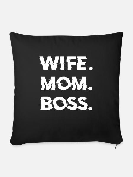 Wife Mom Boss Mothers Day Gift - Shirt - Sofa pillowcase 17,3'' x 17,3'' (45 x 45 cm) - black