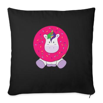 Cute Unicorn Donuts Gift Shirt - Sofa pillowcase 17,3'' x 17,3'' (45 x 45 cm) - black - Front