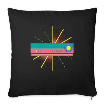 Funny VHS VCR Vintage 90s 80s Shirt Gift - Sofa pillowcase 17,3'' x 17,3'' (45 x 45 cm) - black - Front