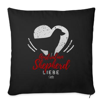 Australian Shepherd Liebe mit Herz - Sofakissenbezug 45 x 45 cm - Schwarz - Vorne