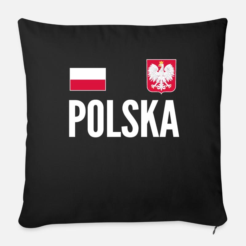 Pologne Soccer Jersey - Housse de coussin décorative 45 x 45 cm - noir