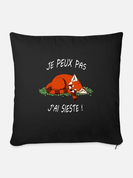 panda roux - Housse de coussin décorative 45 x 45 cm - noir
