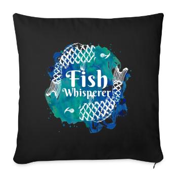 Fish fishing fisherman fishing nature animal gift - Sofa pillowcase 17,3'' x 17,3'' (45 x 45 cm) - black - Front