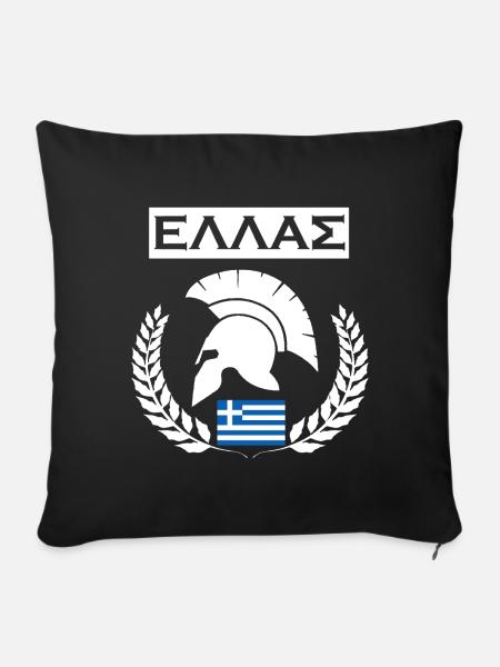 GREECE / HELLAS (2) - Sofa pillowcase 17,3'' x 17,3'' (45 x 45 cm) - black