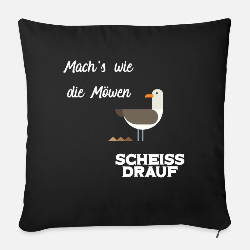 Do it like the seagulls - REAL DRAUF - Sofa pillowcase 17,3'' x 17,3'' (45 x 45 cm) - black