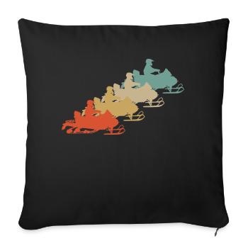Retro Vintage Style Schneemobil Motorschlitten - Sofakissenbezug 45 x 45 cm - Schwarz - Vorne
