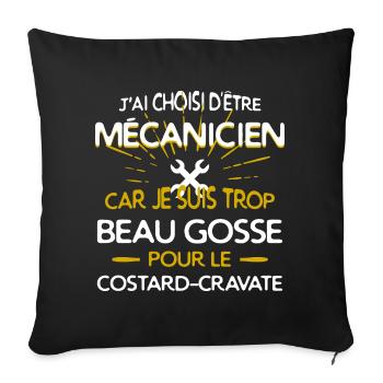 Mécanicien - beau gosse - Housse de coussin décorative 45 x 45 cm - noir - Devant