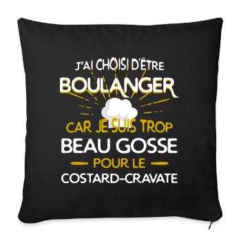 Boulanger - beau gosse - Housse de coussin décorative 45 x 45 cm - noir - Devant