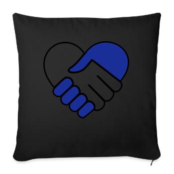 Hand in hand heart blue-colorless - Sofa pillowcase 17,3'' x 17,3'' (45 x 45 cm) - black - Front