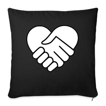 Hand in hand heart white - Sofa pillowcase 17,3'' x 17,3'' (45 x 45 cm) - black - Front