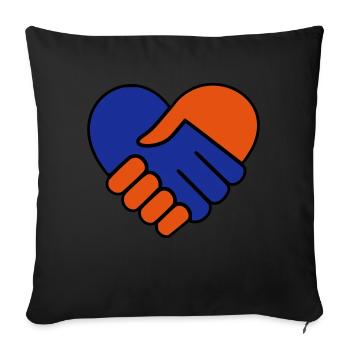 Hand in hand heart blue red - Sofa pillowcase 17,3'' x 17,3'' (45 x 45 cm) - black - Front